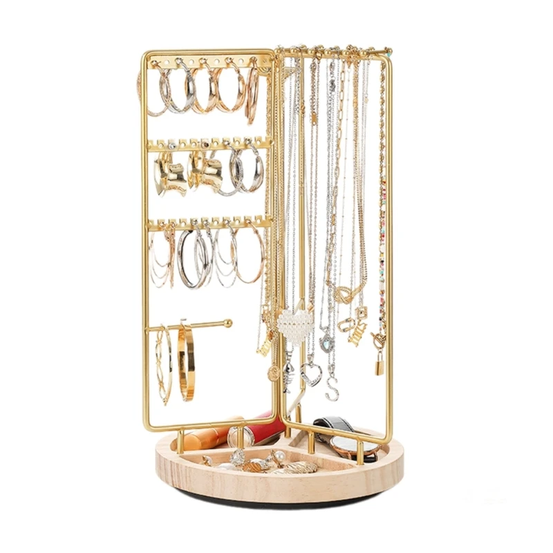 Elegant Rotating Jewelry Stand Adjustable Necklace and Bracelet Display Rack