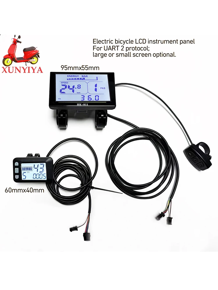 AliExpress NONE DC 24V 36V 48V 60V E-bike LCD Display Screen P3 LCD 0r HK811 Screen for UART NO.2 Serial Communication Protocol 22.2mm handlebar