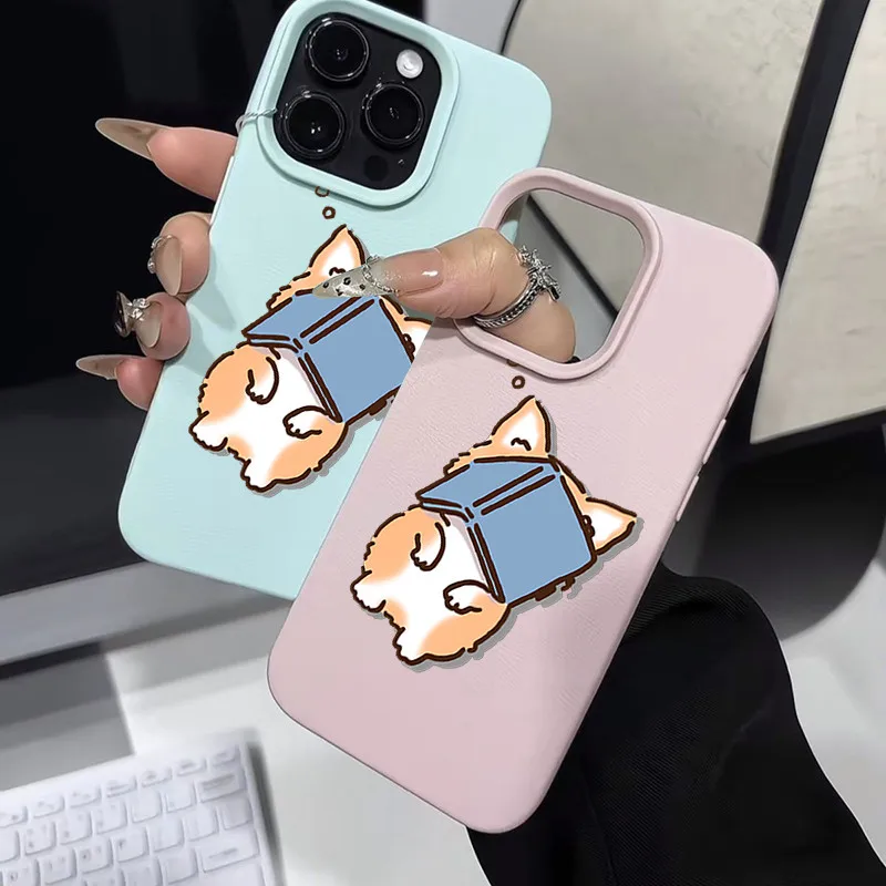 

Corgis Cute Back with Book Phone Case For iPhone 14 15 16 Plus Pro 11 12 13 Pro Max iPhone X XR XS 16E Candy Color Laser Funda