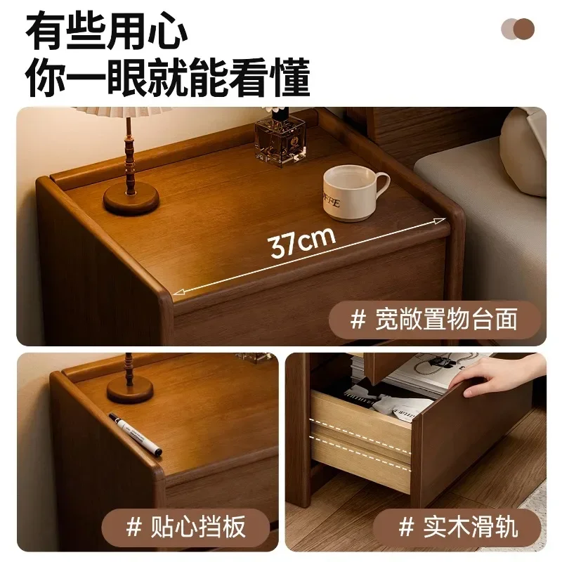 Solid wood bedside table household bedroom 2026 explosion small medieval style storage cabinet light luxury bedside storage cabi