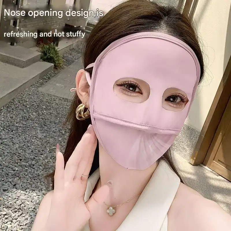 Zomer volledig gezicht UV-bescherming gezichtsmasker Herbruikbaar zonnebrandcrème Wasbaar Zacht ademend ijszijde Outdoor fietsmaskeraccessoires