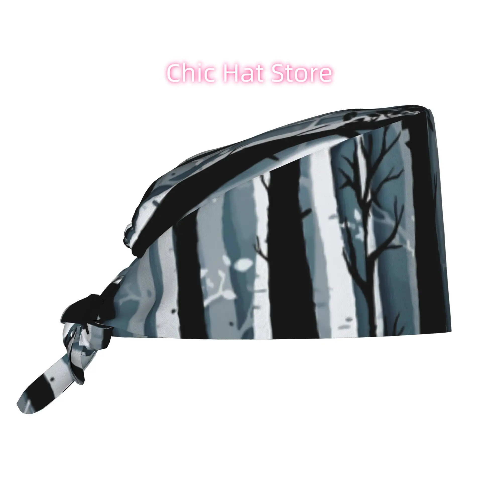 Embrace Your Career with Confidence in The Winter Forest Tree Birch Design. This Contemporary Cap, Suitable for Nurses And Chefs