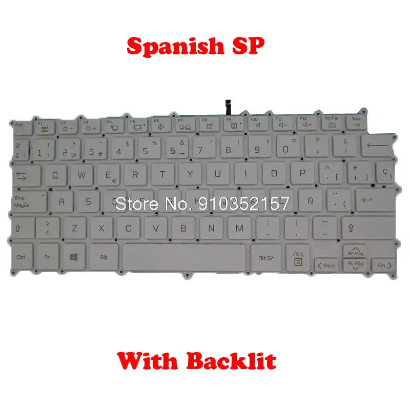 

Laptop Backlit Keyboard For LG 13Z980 13ZD980 LG13Z98 SG-91030-2EA SN3871BL1 AEW73969805 831-00809-00A Spanish SP White NO Frame