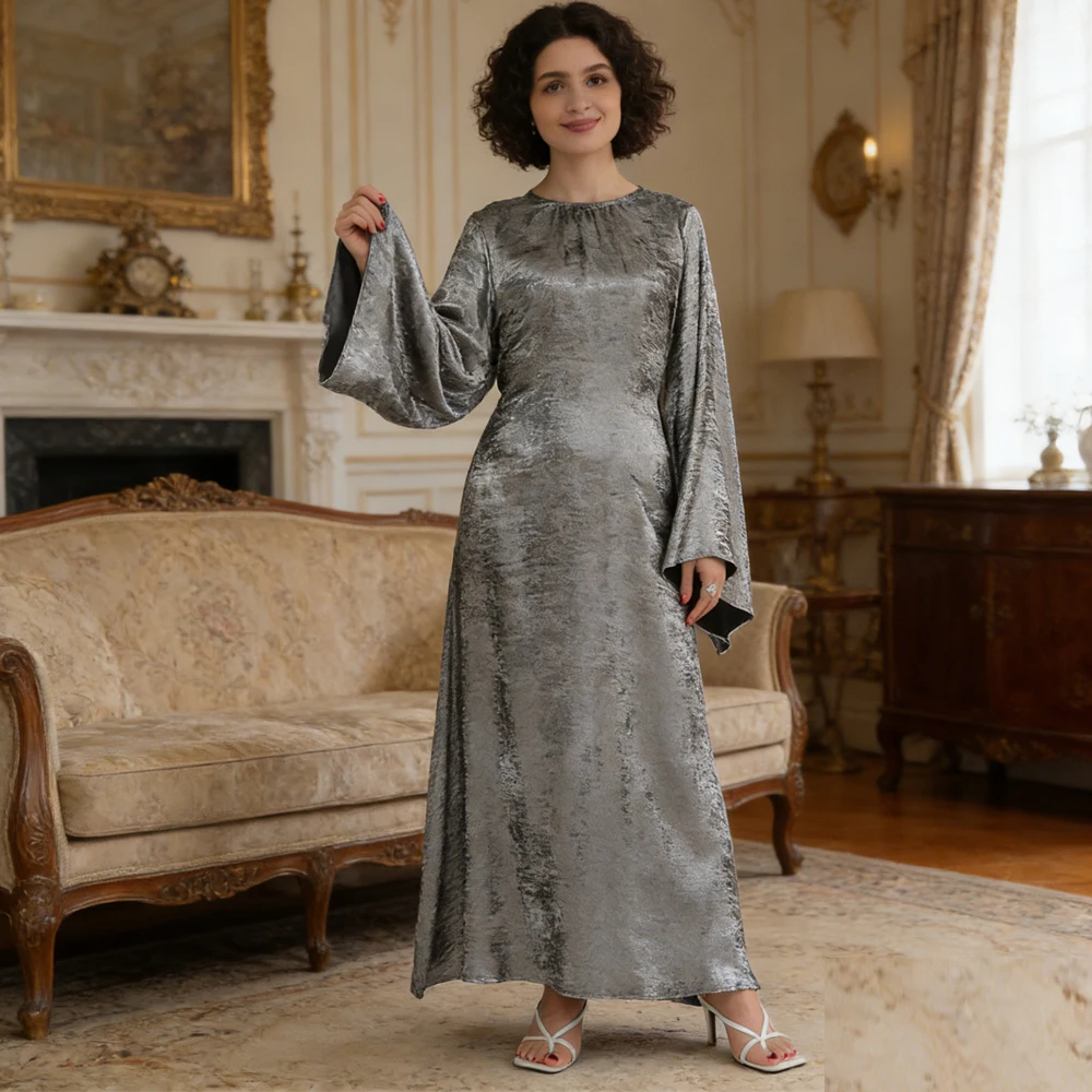 

Элегантное новое блестящее платье-кафтан Абайя 2026 для женщин, мусульманская одежда из Турции, скромное исламское платье Дубай Абайя, Джеллаба, Кебая, Джалабия для Ид