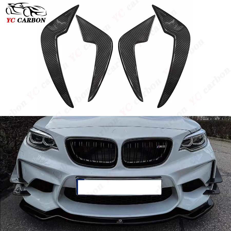 

For BMW M2 F87 2014-2021 Carbon Fiber Car Front Bumper Wind knife Splitter Spoiler Canard Air Knife Surround Trim Body Kit