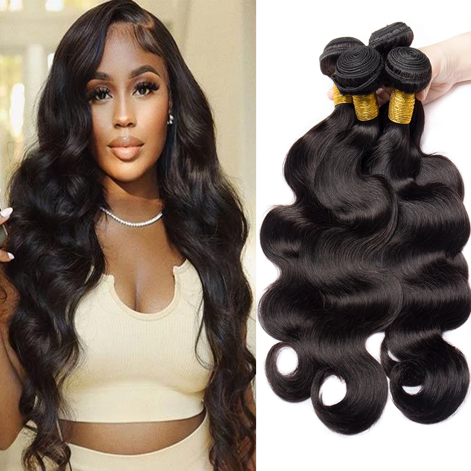 VIPBeauty Body Wave Human Hair Bundles 3Pcs Lot Peruvian Body Wavy Hair Weave 10In To 30In for Black Women Natural Color