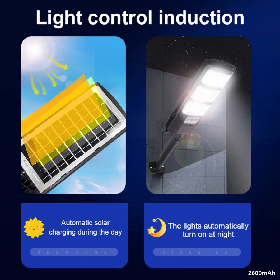 Solar Outdoor Street Lamps 2000W/3000W/4000W LED Lamps, Sunlight Motion Sensor Remote Control Garden Garage Courtyard Wall Lamps