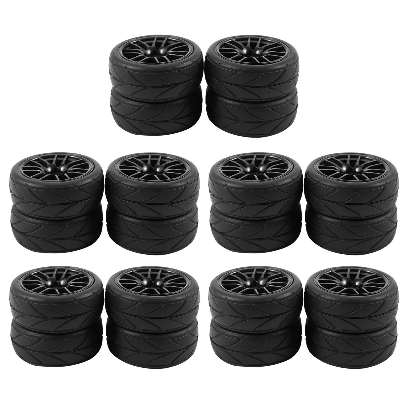 AS96-20Pcs 1/10 Rubber Tire Rc Racing Car Tires On Road Wheel Rim Fit For Hsp Hpi 9068-6081 Rc Car Part