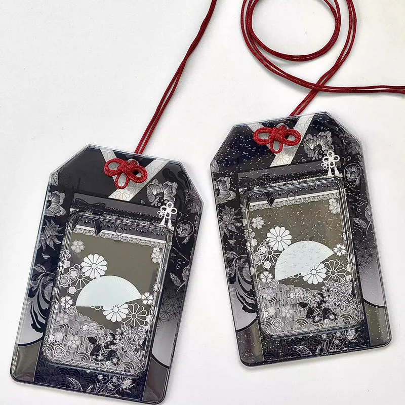 

Японское кимоно «Черная ночь» с вишней, акриловая крышка для карт, 3-дюймовая маленькая карта, высокая красота, кампус, рамка для хранения еды, рамка для дисплея