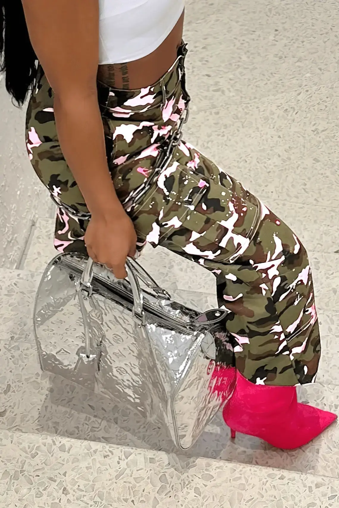 Women Camouflage Pants High Waist Trousers Straight Pant Casual Pockets Office Lady Loose 2025 Summer Capris Y2k Streetwear