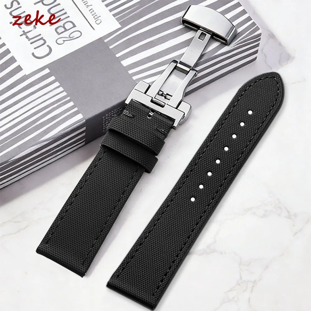 Sailcloth Uhrenarmband, Nylon-Uhrenarmband, 20 mm, 22 mm, Schnellverschluss, wasserdichtes Oxford-Stoff-Armband mit Schmetterlingsschnalle für Herren