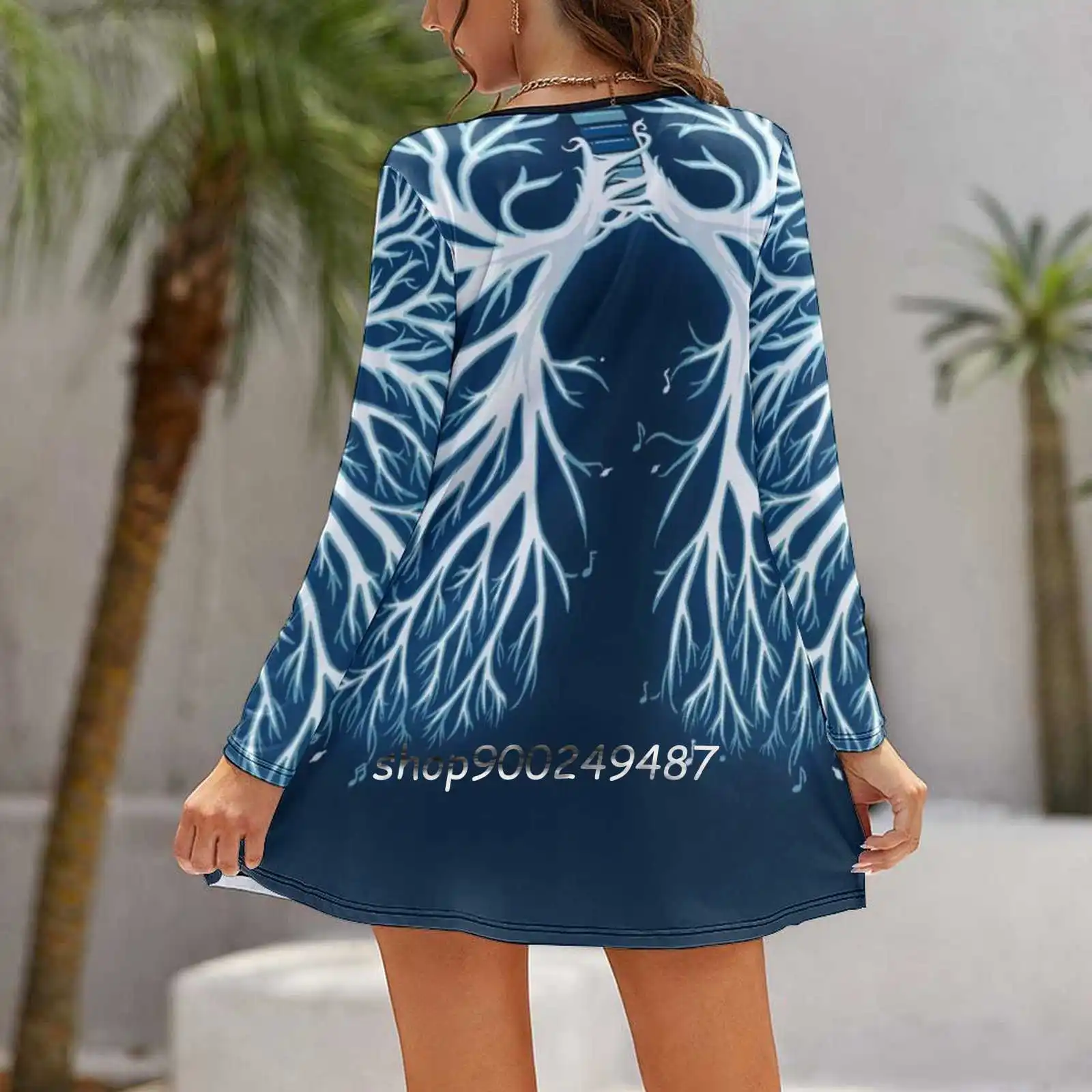 I Breathe Music Women Spring Autumn Long Sleeve Dress Female Casual Dress Music Lungs Colorful Nature Weird Hippie Cute Cool