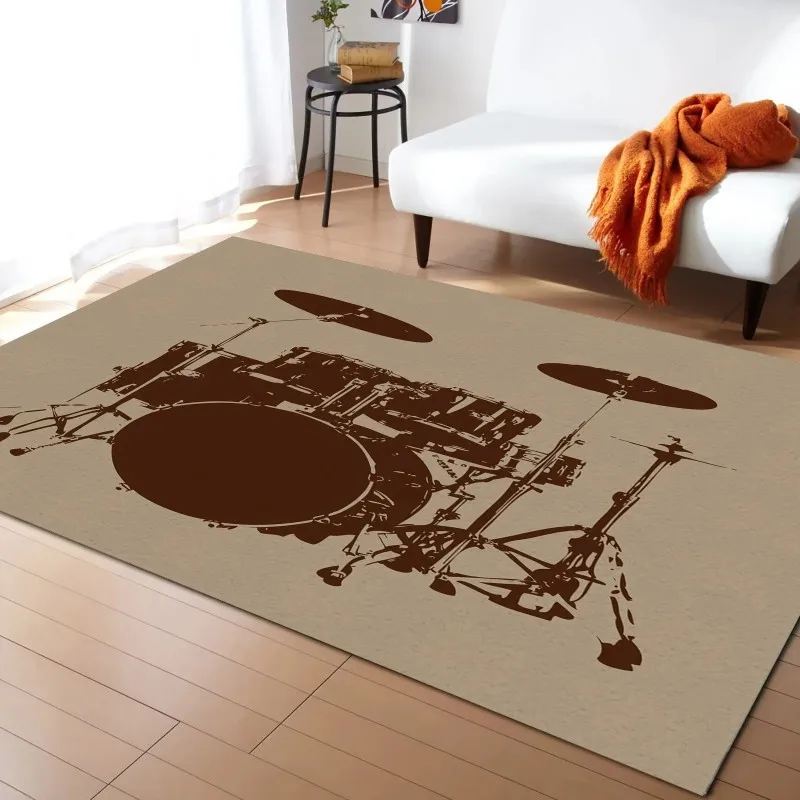 Jazz Drum Music Equipment Carpet Living Room Bedroom Floor Mats Sofa Table Hallway Washable Area Felt Rugs for Home Decoration