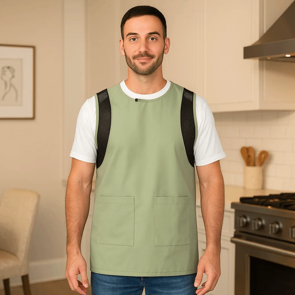 

Oil-proof Waterproof Apron Adjustable Comfortable Breathable Apron Trendy Style with Pockets Sleeveless Apron Kitchen Use