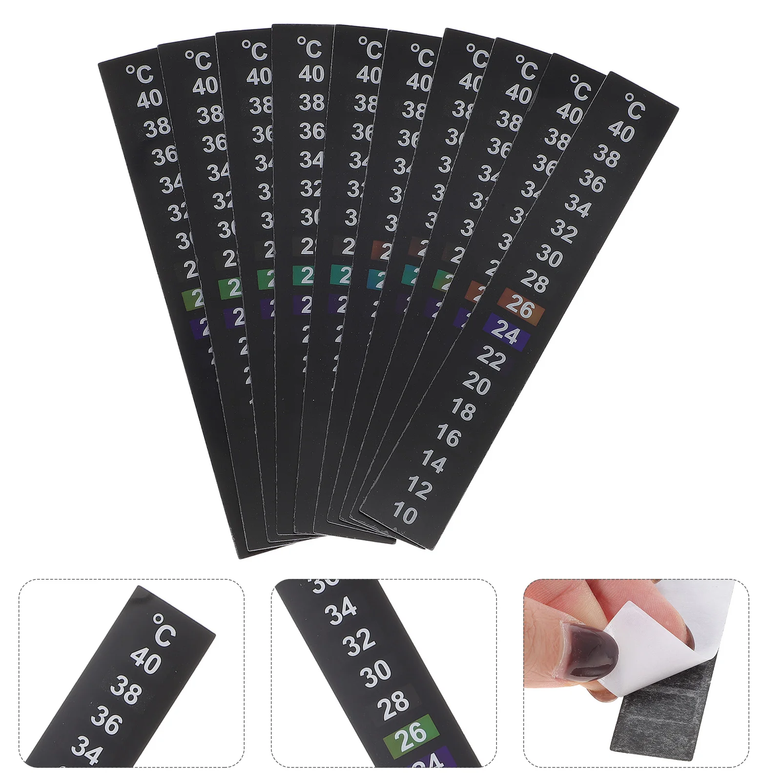 

10Pcs Aquarium Thermometer Sticker Stick on Temperature Strip 10-40 Celsius Fish Tank Liquid Crystal Accurate Temperature