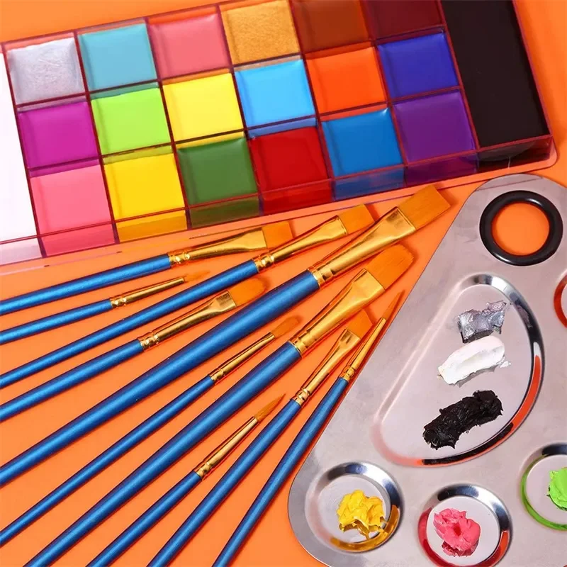 Paleta de pintura al óleo para cara y cuerpo de 20 colores, pintura facial vibrante y duradera para adultos, pintura corporal, Cosplay y maquillaje de Halloween