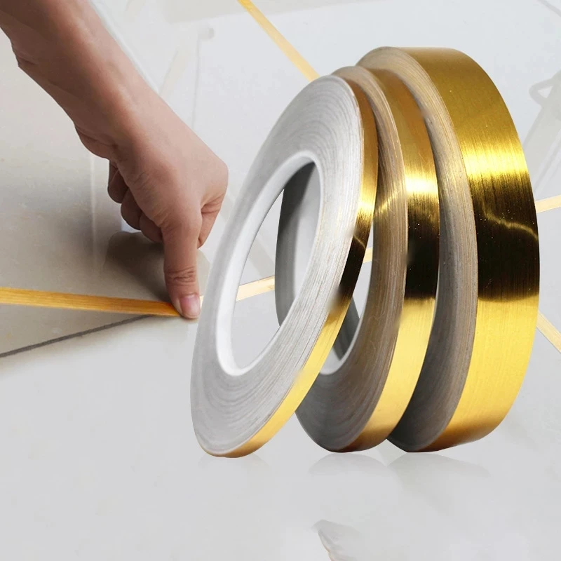 50M Waterproof Ceramic Tile Gap Tapes 2 Cm Wide Self Adhesive Sealing Foil Strips Wall Floor Edge Gold Silver DIY Decor Stickers