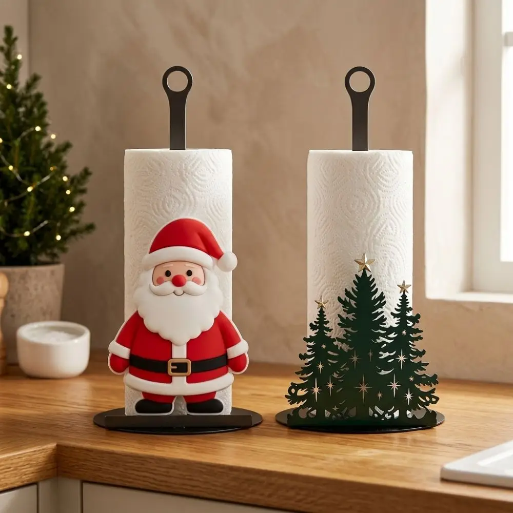 Freestanding Christmas Acrylic Paper Towel Holder Rust-Resistant Stable Structure Kitchen Roll Dispenser Non-Slip Base