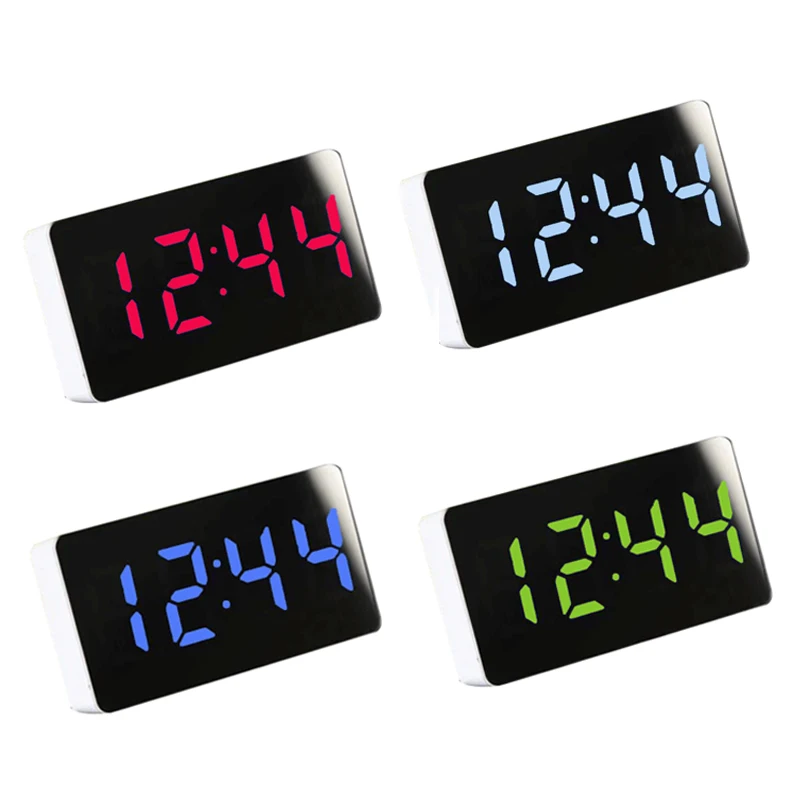 Mirror Table Clock Multifunctional Digital Alarm Snooze Display Time Night LED Light Desk Desktop Home Decor Gifts for Children