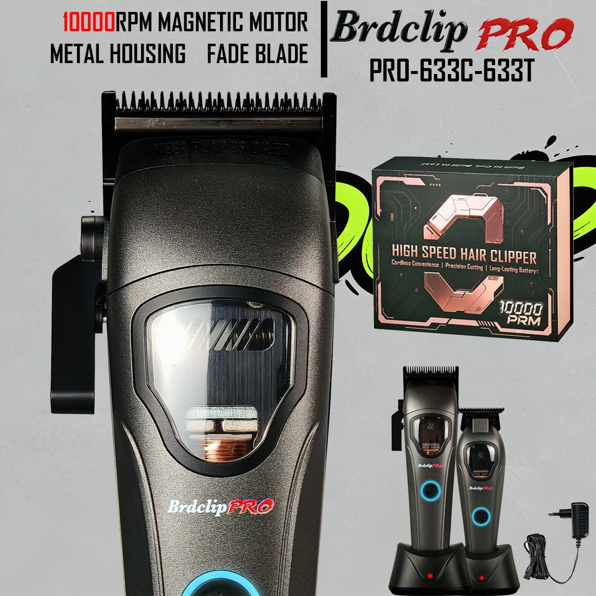 

Профессиональная машинка для стрижки волос BRDCLIP с магнитным мотором 10000 об/мин, мощная машинка для стрижки волос, триммер для мужчин.