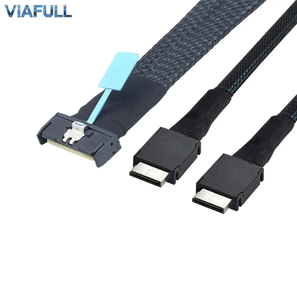 MCIO 8i 74Pin to 2x OCuLink SFF-8611 4i Cable, PCIe 5.0 32Gbps Server Fanout Adapter, Copper High-Speed Wire Harness 0.5M 0.8M