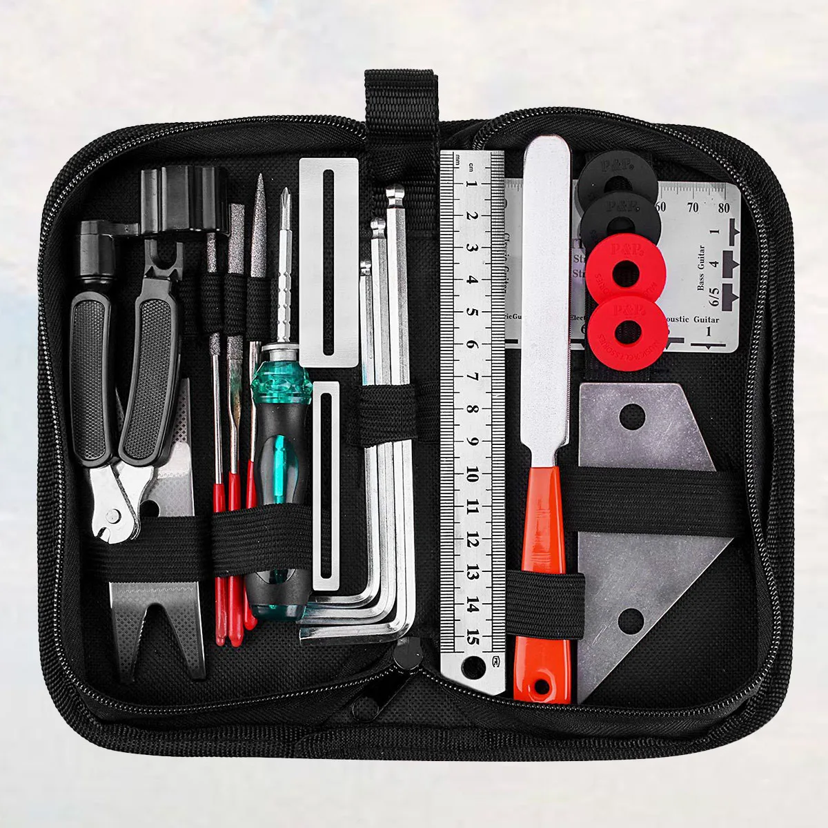 

20 Pcs Guitar Repair Tool File Tools Mats Wrench Polishing Ruler String Change Kits