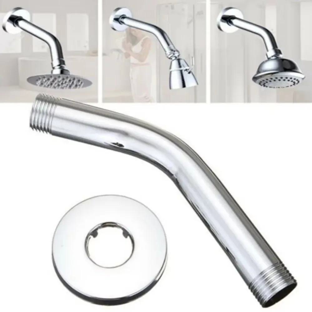 

New Stainless Steel Shower Arm Wall Mounted Silver Extension Pipe Replaceable Shower Head Bathroom Home Accessories