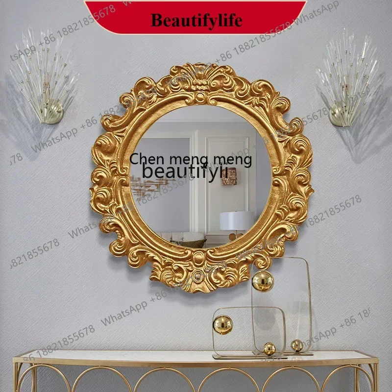 

French light luxury bathroom mirror sink decorative mirror bedroom wall hanging high-end vanity mirror