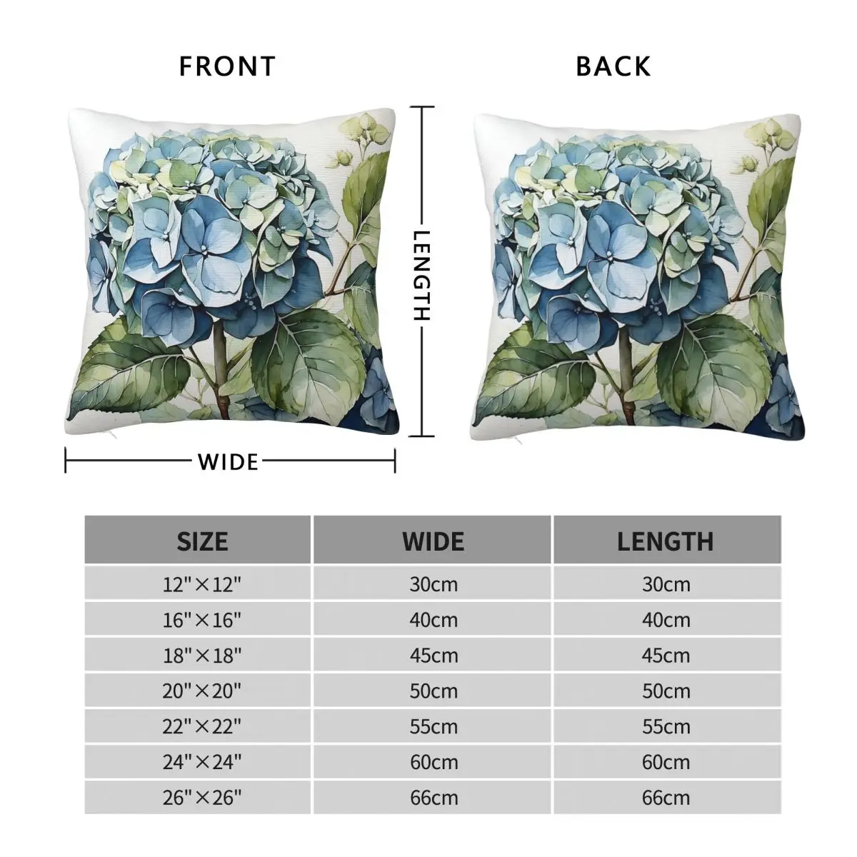Watercolor Hydrangea Pillowcase Polyester Linen Velvet Printed Zip Decorative Sofa Cushion Cover 18