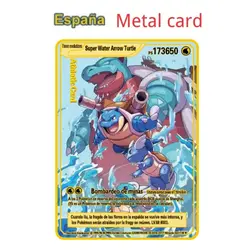 Cartão Pok é mon de metal espanhol, cartão de ferro, Mewtwo, Pikachu, GX, Charizard, VMAX, novidade 2024