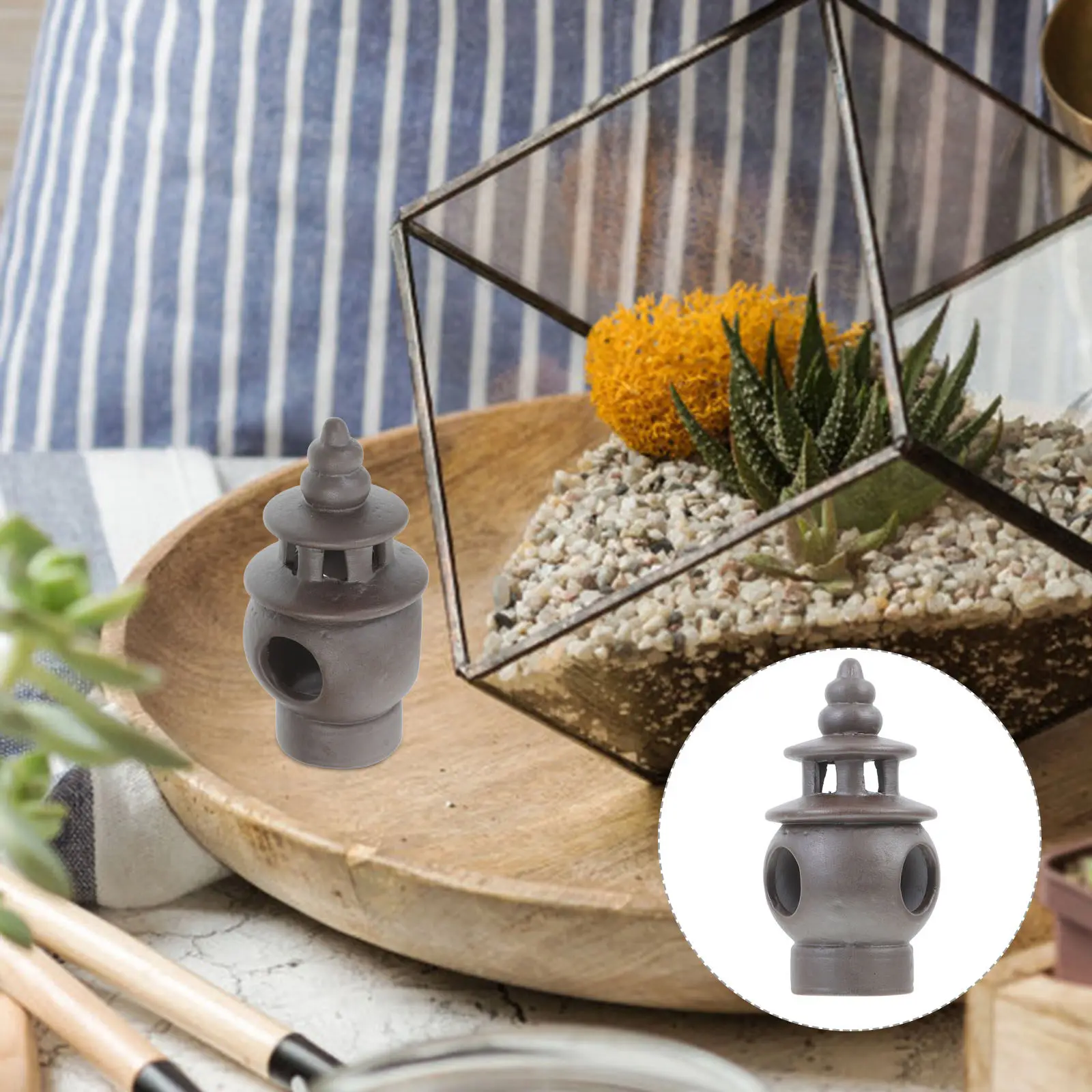 Miniature Pagoda Statue Japanese Style Ceramic Zen Garden Ornament Bonsai Decoration Terrarium Landscape Asian Garden