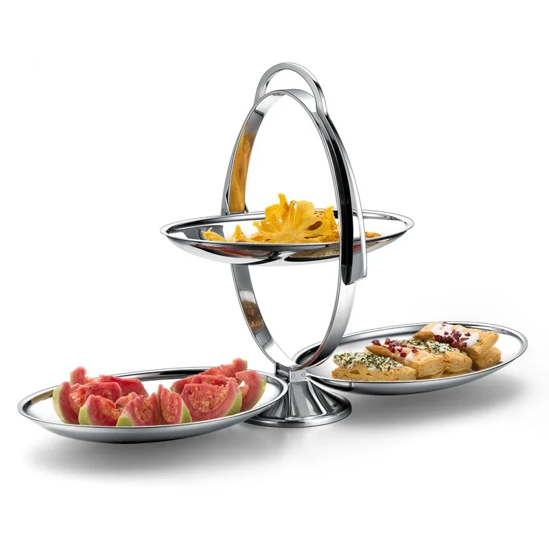 Nordic Light Luxury Folding Cake Stand Afternoon Tea Snack Plate Fruit Plate Hotel Supplies Housewarming Gift