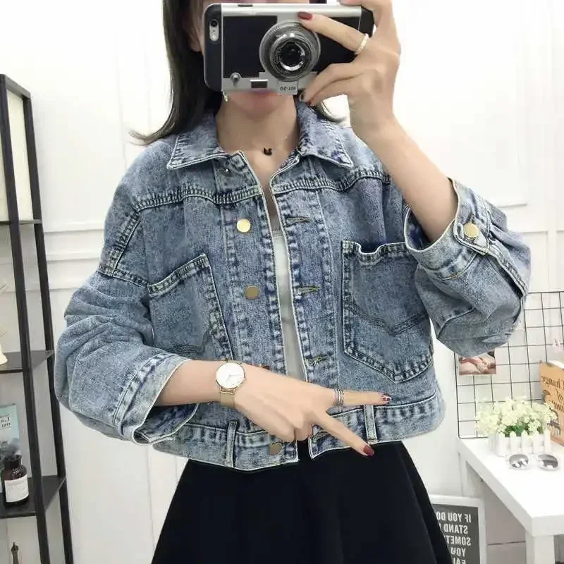 Women's Loose-fit Cropped Denim Jacket Spring/autumn Casual Top Student Style Jacket 2024 New Fashion Small Outerwear