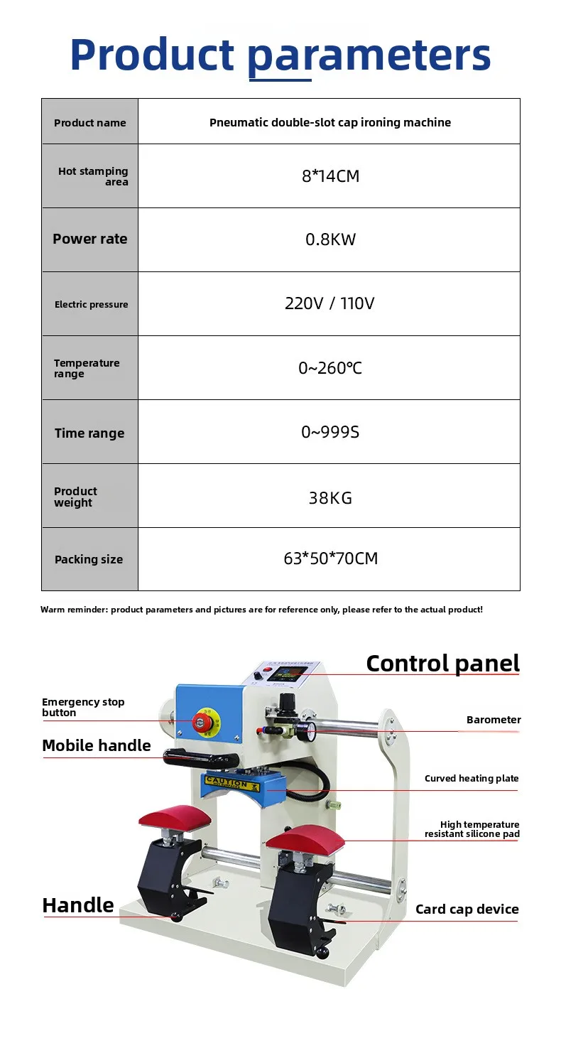 Semi-automatic Pneumatic Double-station Heat Transfer Hot Cap Ironing Machine Personalized Cap Hot Map Drilling Stamping