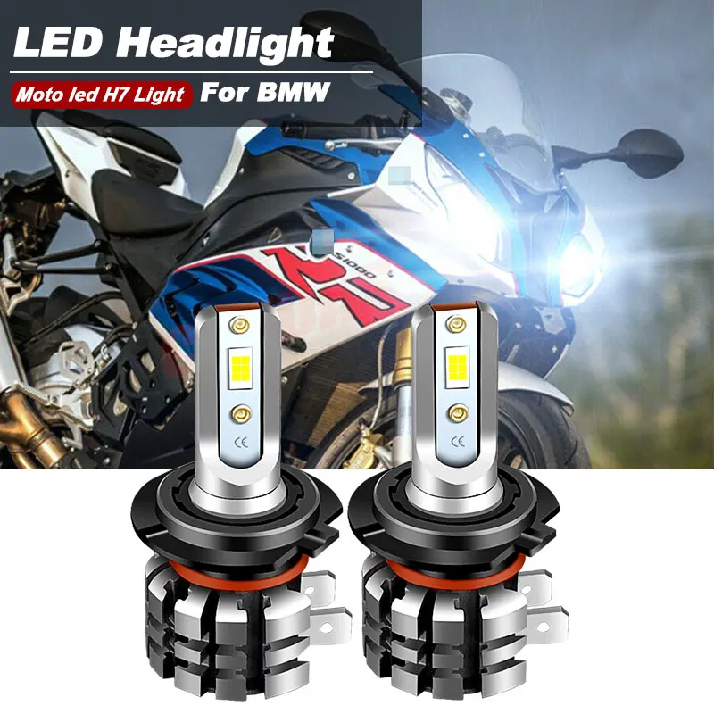 2PCS Motorcycle H7 LED Headlight Bulbs 9600lm For BMW S1000RR 2009-2019 Upgrade Kit high Low beam Moto White