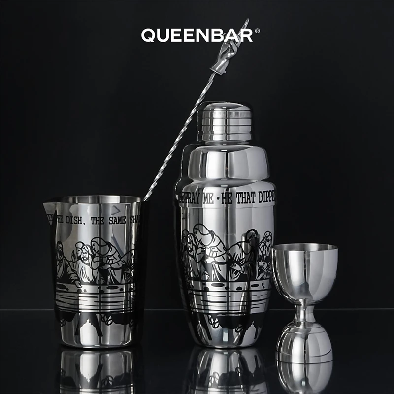 Queen bar 1 stücke handgemachte Shaker Tasse geätzt Craft Mixer personal isierte chinesische Stil Shaker Krug, das letzte Abendessen