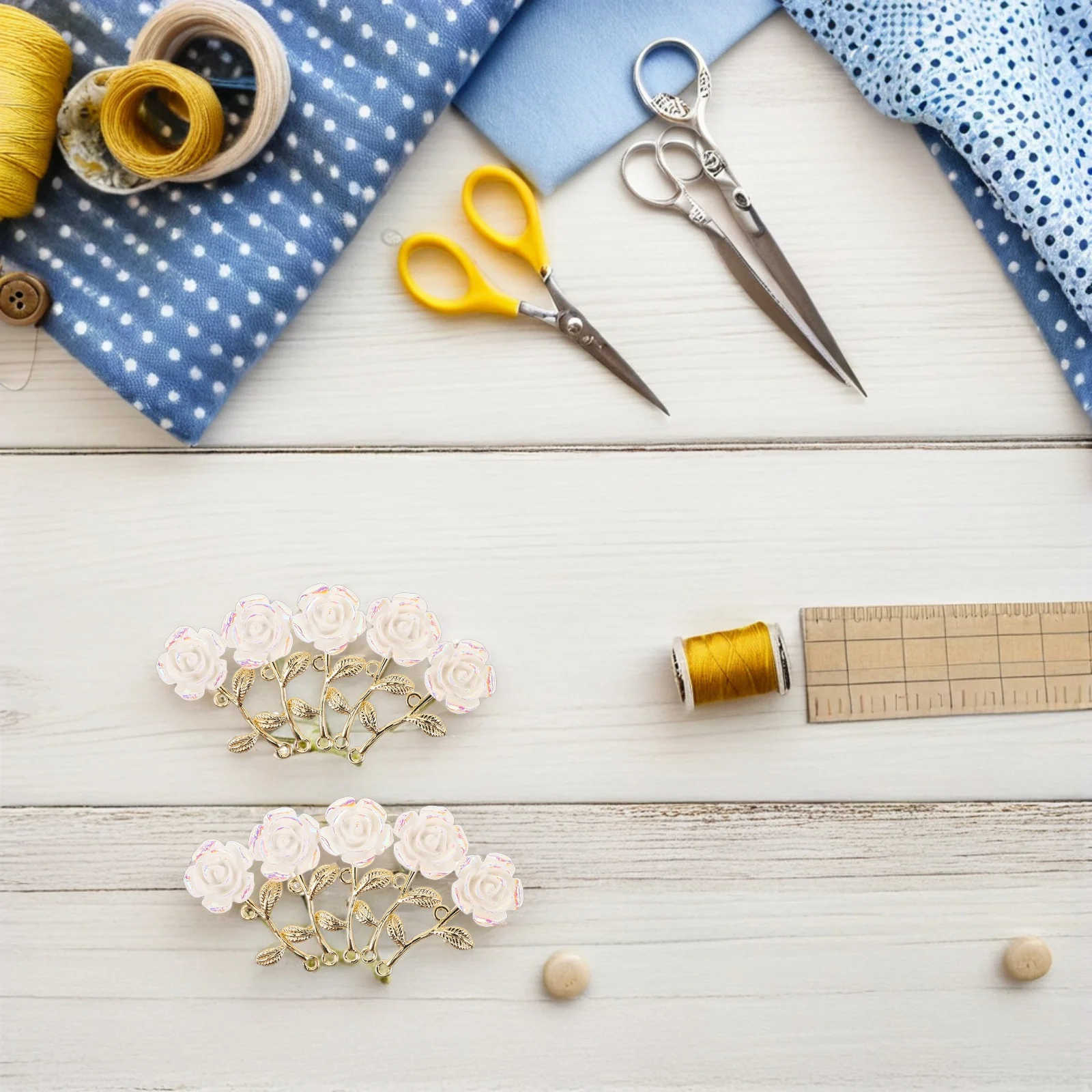 

20Pcs Elegant White Rose Enamel Charms Long Stem Gold Plated DIY Necklace Bracelets Accessories Valentines Day Pendant