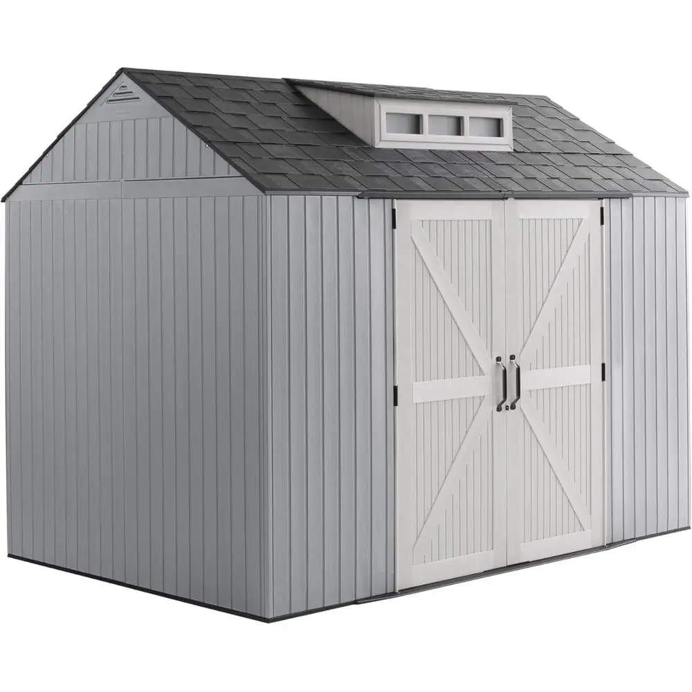 

Spacious 7x10 Resin Outdoor Shed, Weatherproof, Brown, Ideal for Storage, Lawn Mower, Yard Tools, Bikes, and Pool Gear