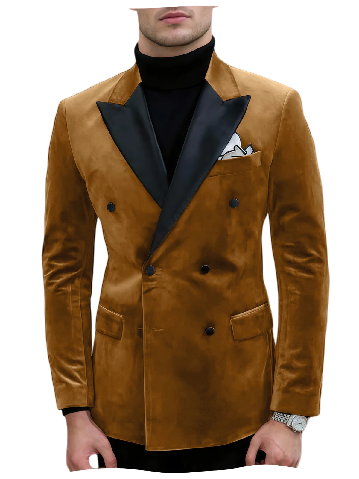 

Elegant Mens Formal Velvet Blazers Fashion Double Breasted Casual Office Work Suit Tuxedo Coat Business Evening Gown jacket