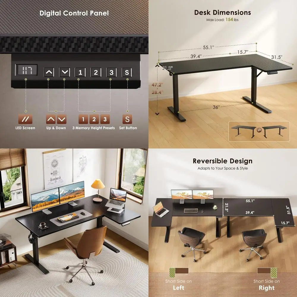 Ergonomic Height Adjustable L Shaped Standing Desk