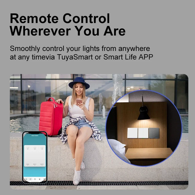 Zigbee Single Zero Fire Smart Switch Phone Wifi Remote Control Remote Voice Start Home Smart 1gang-4gang Wall Smart Switch