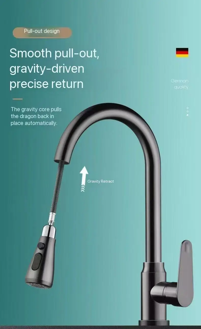 

Pull-Out Hot and Cold Faucet for Home, Engineering, and Hotel, Splash-Proof, 360-Degree Rotating, Suitable for Washbasin, Sink, and Dishwashing Sink