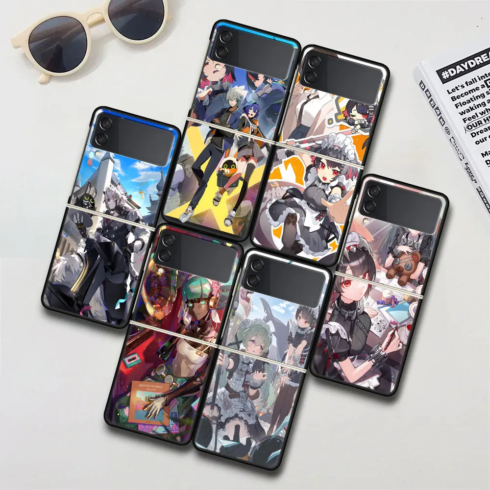 Wise Belle Zenless Zone Zero Phone Case for Samsung Galaxy Z Flip 4 3 5G Hard PC Cover Flip4 Flip3 Black Funda Zflip4 Zflip3