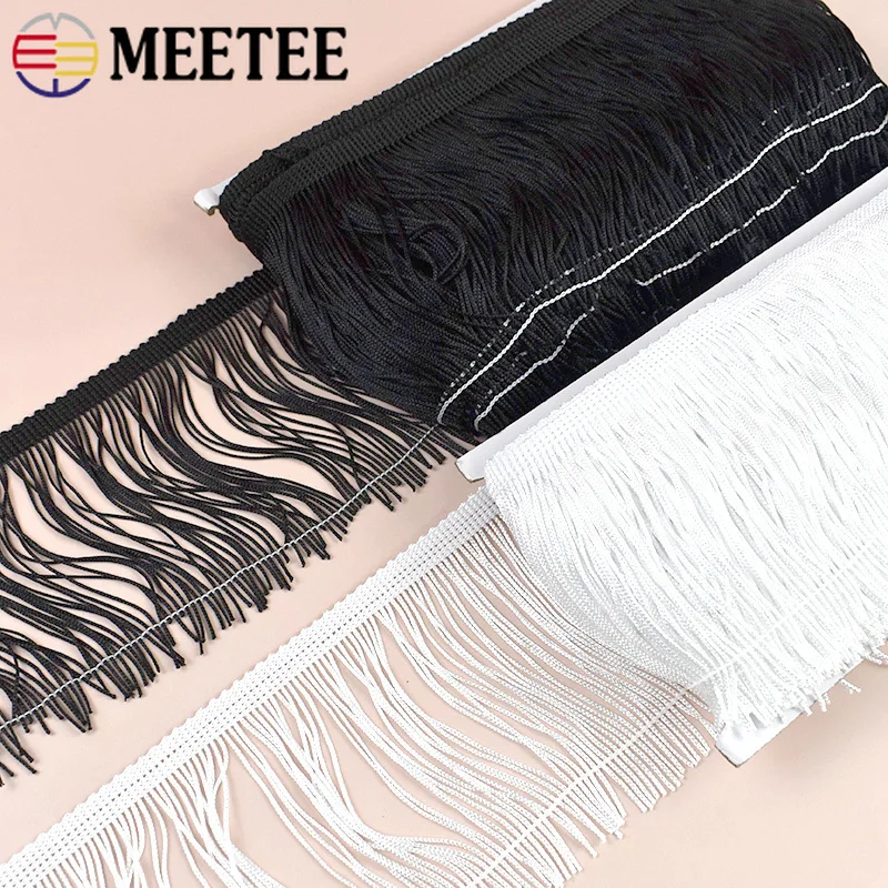 2/5 Yards 10/15/20/30/50cm Schwarz-Weiße Fransen-Quasten, Handarbeitsbürsten, Quasten-Spitzenbesatz für Kleidung, Taschen, Zierbänder, DIY-Bastelbedarf
