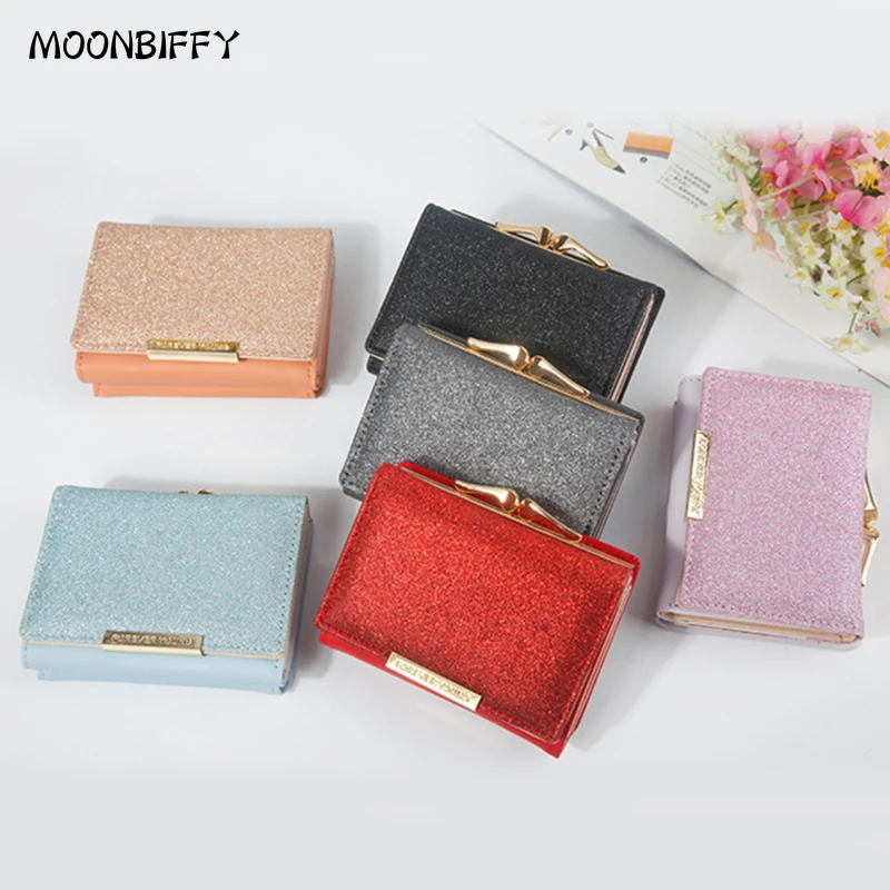 Women Shiny Wallet Three Fold Wallets Cartera Mujer Ladies Coin Pocket Women's Purse Simple Clutch Bag Carteras Para Mujer 2022