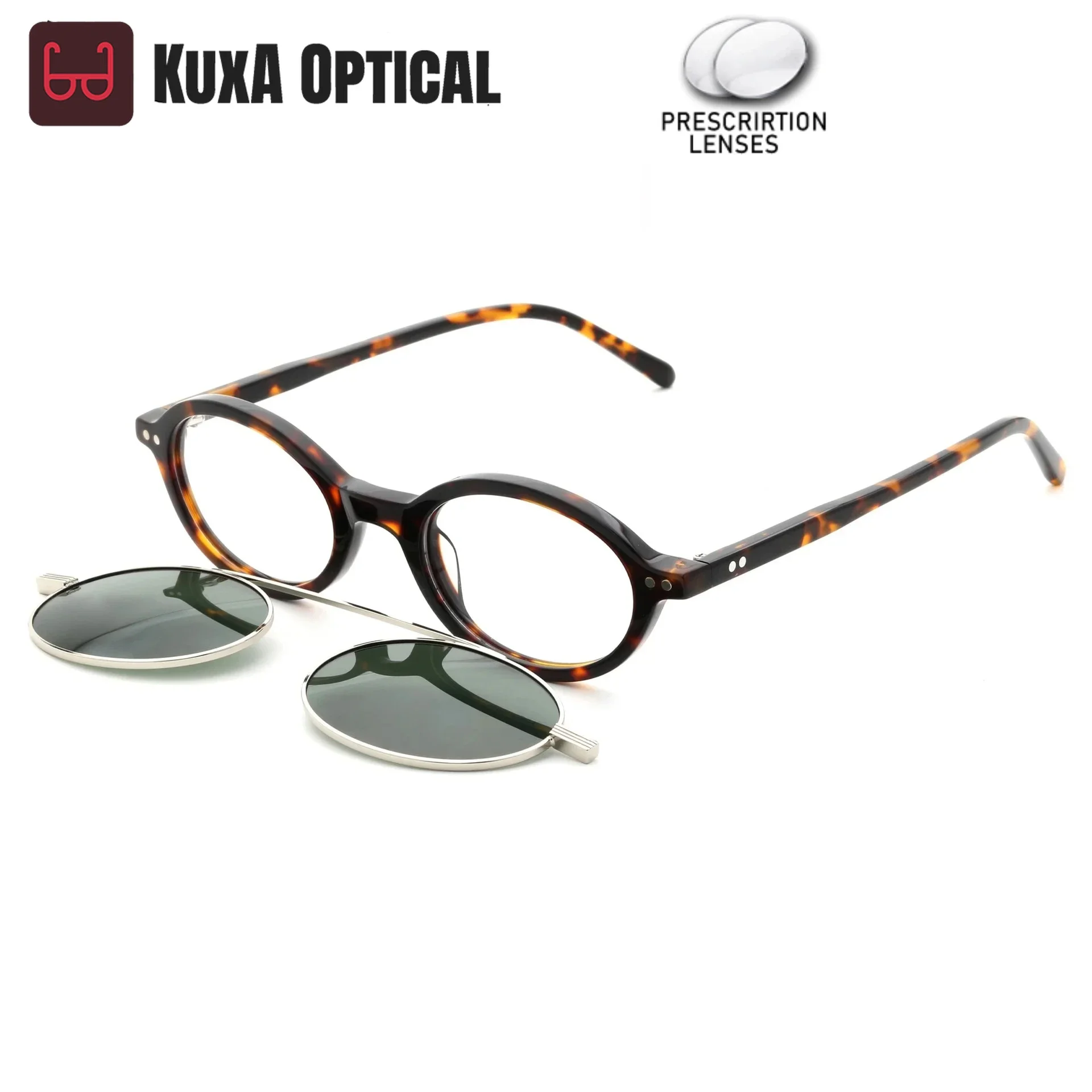 

KUXA Women Polarized Clip Sunglasses With Prescription Lenses Optical Myopia Hyperopia Magnetic Attraction Sun Eyewear