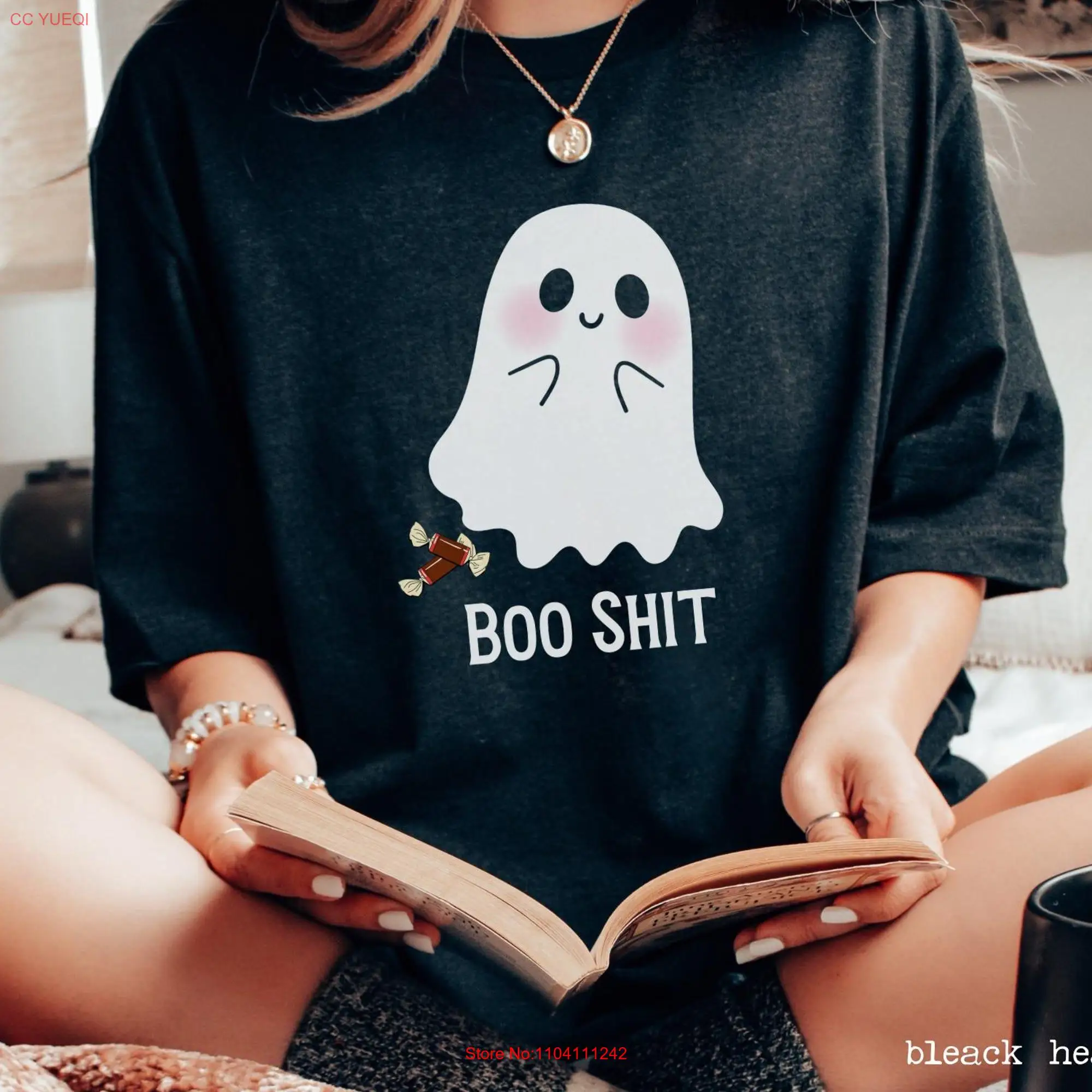 Cute Ghost T Shirt Sarcastic Halloween Funny Spooky Season Clothing Trending Fall Attire Women's Lover Spirit