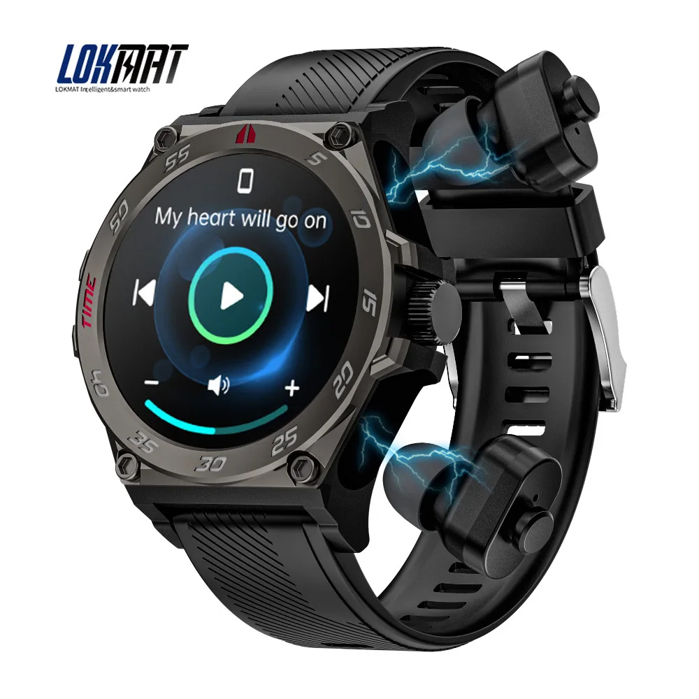 

2024 New LOKMAT Sport Smart Watch with TWS Earbuds, BT Calls Fitness Tracker Music Bracelet, Heart Rate Monitor Smartwatches Men