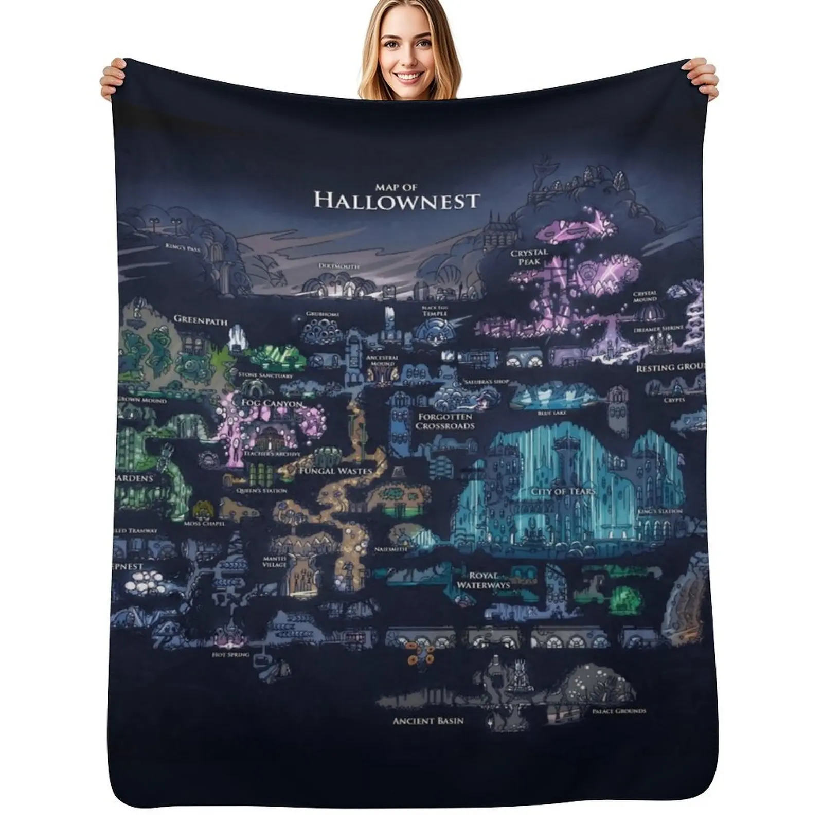 8K Hollow Knight Map Throw Blanket valentine gift ideas Custom Sofa Single Cute For Decorative Sofa Blankets