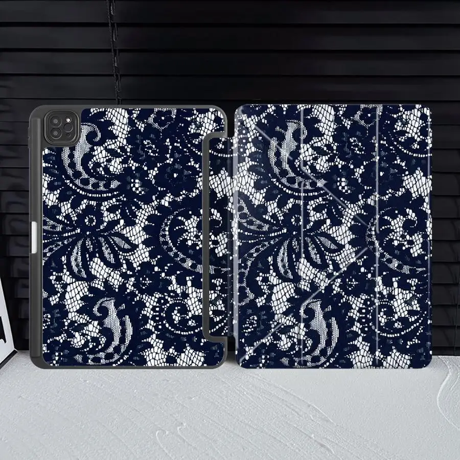 Lace Pattern Art Tablet Case For iPad Pro 11th 10th 9th 8th 7th 12.9inch Air 4 5 M3 M2 1 2 M4 11inch Mini 6 7 Pro 2025 Holder